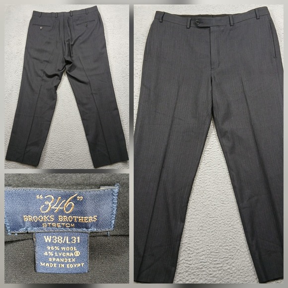 Brooks Brothers Other - Brooks Brothers 346 Stretch Dress Pants Men's 38x31 Charcoal Wool Blend